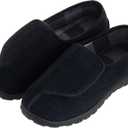 Mens Memory Foam Diabetic Slippers Extra Wide Comfy with Coral Fleece Lining for Arthritis Edema Swollen Feet House Shoes for Men (11 Wide, Black)