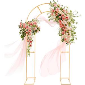 GRENTY Open Arch Backdrop Stand,7.2 FT Metal Double Arch Backdrop Frame U Shaped Wedding Arches for Wedding Ceremony, Baby Shower, Birthday Party, Graduation Party, Photo Backdrops (Gold)