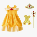 Dressy Daisy Beauty Princess Costume for Little Toddler Girls Halloween Birthday Party Dress Up Fancy Outfit Yellow Size 130