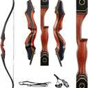TOPARCHERY Archery 60" Takedown Hunting Recurve Bow for Adults Practice Competition Longbow with Stringer Tool Right Hand Black (30lbs)