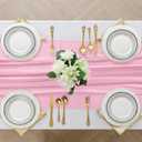 2 Pack 10 Ft Chiffon Table Runner Light Pink Gauze Long Table Runners 27x120 Inches Sheer Tulle Table Runner for Rustic Wedding Reception Bridal Shower Decorations Birthday Party