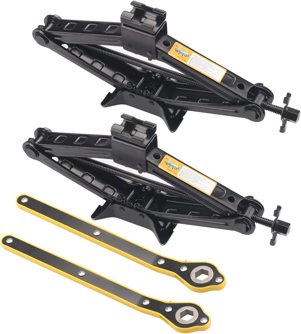 2 Set 2 Ton Scissor Jack for Car, with Hand Crank Portable Repair Tool Rust-Resistant for auto, SUV, Trailer, Station Wagon, by GENHAKON.