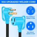 50Amp 25FT Welder Extension Cord 10 AWG, 250V NEMA 6-50P to 6-50R Heavy Duty Power Extension Cord for Welder Plasma MIG TIG Cutter