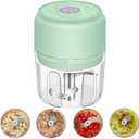 250ml Electric Garlic Chopper, Portable Garlic Press, Wireless Mini Food Processor, Rechargeable Garlic Chopper Mincer for Ginger, Chili, Onion, Minced Meat and Spices (Green)