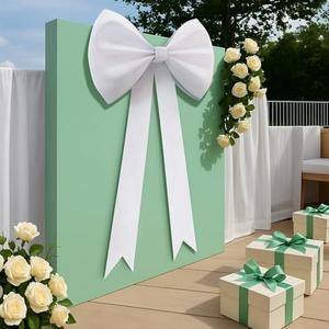 imprsv Coquette White Bow Birthday Decorations 25x61 Inch Big Wall Decor Backdrop Large Wedding Bridal Baby Shower Bachelorette Party Engagement Bow Themed Party Decorations for Girls Room Decor