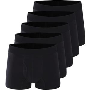 AIRCUTE Urine Incontinence Underwear for Men Washable Leak Proof Absorbency Boxer Briefs with Fly Bladder Control 60ML, 5 Pack (3XL,Black)