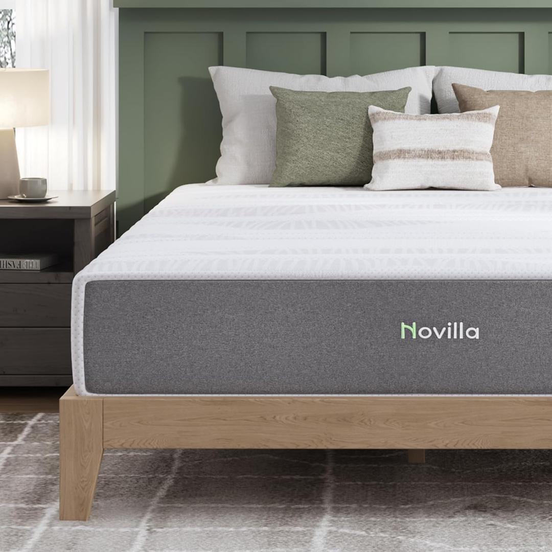 Novilla 10 Inch Twin Size Mattress for Kids Twin Memory Foam Mattress for Bunk Bed with Cooling Gel Foam Mediun Firm for Pressure Relief Mattresses in a Box (Grey)