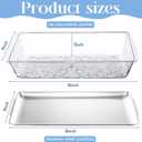 Baderke 2 Set 16" x 9'' Chilled Serving Tray for Parties with Compartments Rectangle Serving Dish Ice Charcuterie Party Platter for Shrimp Fruit Seafood Vegetable Appetizer (Silver)