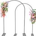 Queension 7.2FT & 6.6FT Arch Backdrop Stand, Metal Wedding Arch Stand for Ceremony, Backdrop Stand Arch Frame with Base for Birthday Party Baby Shower Balloon Arch Decorations, Black