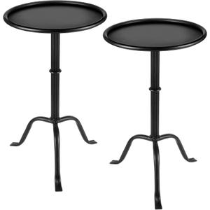 RattanView 2 Pcs Metal Martini Table Black Small Round Drink Table12.5 x 12.5 x 27.75 Inches Pedestal Iron Side Tables for Small Spaces Living Bedroom Room