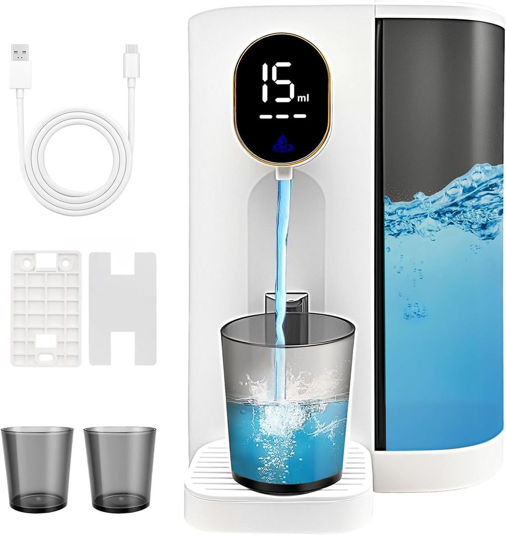 Automatic Mouthwash Dispenser for Bathroom, 20.3oz(600ML) Touchless Electric Mouth Wash Dispensers Bathroom Accessories with 2 Magnetic Cup Wall Mounted Mouth Wash Dispenser for Home Kids (White)