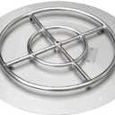 Stanbroil Stainless Steel 30" Round Flat Fire Pit Pan w/24 Fire Burner Ring Installed, BTU 296,000 Max
