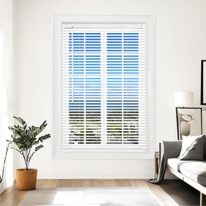 Cordless Vinyl Mini L Blinds 37" W x 48" H, 1" Slat White Horizontal Windows L Blind for Door, Shades, Camper, Light Filtering, Interiors, Arrive 1/2 Inch Narrower Indoor
