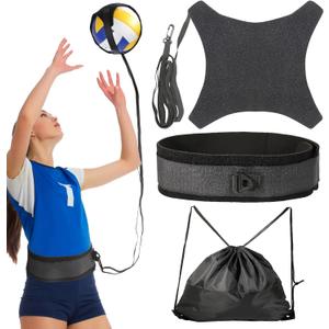 Davllin Volleyball Training Equipment Aid,Premium Volleyball Rebounder Trainer Kit,Solo Practice Trainer for Serving Setting Spiking and Arm Swing,Volleyball Gifts for Teen Girls & Boys (Black)