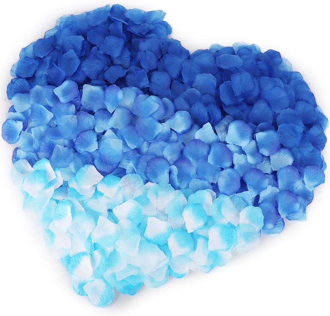 2 x 3000 Pcs Rose Petals, Rose Petals for Wedding, Artificial Flower Petals (Blue)