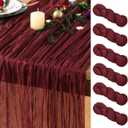Burgundy Red Cheesecloth Table Runner 6 Pack Spring Table Runners Boho Gauze 120 Inches Cheese Cloth Table Decor for Wedding Bridal Baby Shower Valentine's Day