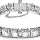 Swarovsk Matrix All-Around Necklace, Bracelet, Clip Earrings, Clear Square-Cut Crystals, Rhodium
