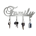 Myartte Key Holder- Key Hooks Decorative for Wall Decorative Zinc Alloy Key Organizer Rack with 4 Hooks -with Screws (Antique Sliver Family)