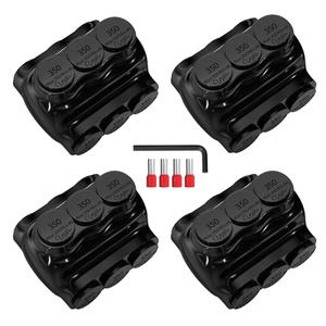 Joinfworld 3 Port Insulated Multi Tap Connector 350MCM-6 Gauge Wire Connectors Aluminum to Copper Wire Connectors Dual Entry Wire Splice Connectors - 4 Pack