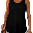 Womens Tank Tops Racerback Loose Shirts for Women Summer (Black, XXL)