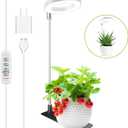 Grow Lights for Indoor Plants, Full Spectrum Halo Growing lamp with Detachable Base, Height Adjustable, 3 Colors, 10 Dimming, Automatic Timer, Plant Light for Succulents Small Plants (White-3.4in)