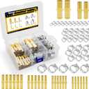 30PCS Brass Hose Barb Fittings Splicer Mender 3/16 1/4 5/16 3/8 1/2 5/8 with 55PCS Stainless Steel Hose Clamps for Fuel Gas Water Air