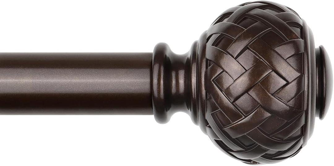 TONIAL Bronze Curtain Rod 32 to 120 Inches, 7/8 Adjustable Curtain Rods for Windows 20 to 116 Inches, Splicing Drapery Rods Heavy duty with Netted Texture Finials