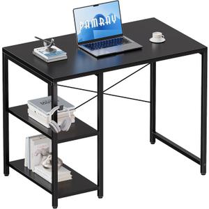 Pamray 32 Inch Small Computer Desk with Shelves for Bedroom Small Spaces