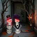 16.5" Halloween Skull Head Decor Statue, Decoration Home Decoration Party Decoration, Skeleton Collection Statue, Halloween Statues, Resin, Mr. Skeleton