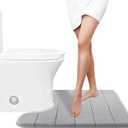 Yimobra Memory Foam Toilet Bath Mat U-Shaped, Commode Contour Rug, Soft and Comfortable, Super Water Absorption, Non-Slip, Thick, Machine Wash and Easier to Dry for Bathroom, 24 X 20 Inches, Grey