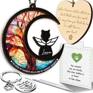 6" DIY Cat Memorial Suncatcher  4-in-1 Cat Memorial Gifts for Loss of Cats, Pet Remembrance Gifts | Loss of Cats Sympathy Gift with Ornament, Keychain & Sympathy Card PS191