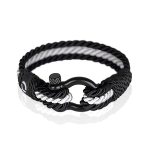 Durable Twisted Rope Mens Bracelet with Shackle | Elegant Re-Made Nautical Style |  RoyalSilver, 7.5"