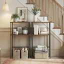 HOOBRO Narrow Console Table for Small Space, 15.7" Entryway Table with Storage, Sofa Table with 2 Shelves, Skinny Console Table for Entryway, Hallway, Living Room, Rustic Brown and Black BF40XG01