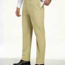 Mens Slacks Straight Fit Golf Pants Elastic Waist Dress Pants Lightweight Stretch Casual Business Work with 5 Pockets (Beige, XXXL)