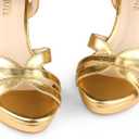 MERUMOTE Women's Open Toe Chunky High Heels Ankle Strap Platform Pump Shoes Buckle Party Sandals (Gold)