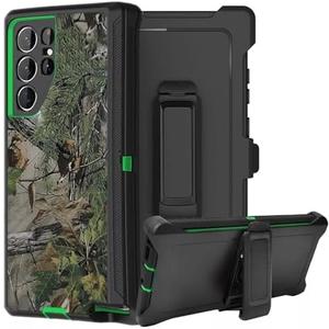 Fastsun Galaxy S25 Ultra Defender Case, Camo Designed Protective Defender Shockproof Hybrid Case Dual Layer Design Hard Cover Compatible with Samsung Galaxy S25 Ultra (Clip+Camo Green Tree)