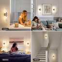 2 Light Bathroom Vanity Light Brushed Nickel, Bathroom Light Fixtures Side Mirror, Vintage Wall Lamp for Bedroom, Modern Bedroom Vanity Lighting Fixtures with Glass Shade