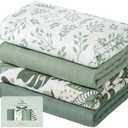 Yoofoss Muslin Swaddle Blankets, 4-Pack Receiving Blankets for Baby Boys and Girls, 47 x 47 Inches Baby Blanket Neutral Swaddle Wrap 70% Rayon from Bamboo and 30% Cotton (Green & Leaves)