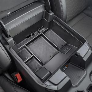 Center Console Organizer Refreshed Full Tray Compatible with 2022 2023-2025 Chevy Silverado/GMC Sierra 1500 & 2024-25 Silverado/Sierra 2500HD 3500HD Accessories Full Console w/Bucket Seats ONLY Black