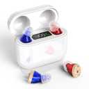 Hearing Aids with Long-Lasting Charging Case, Invisible Hearing Aids for Seniors with Smart Noise Cancellation, Completely-In-Canal Hearing Aid Devices, Easy Control (White)