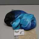 HANNE Long Blue Wavy Wigs for Women 26 Inch Middle Part Blue Ombre Wig Body Wave Long Curly Synthetic Wig Heat Resistant Black and Blue Wigs Colorful Hair Wigs for Women (Ombre Blue)