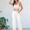 VOOVEEYA Wide Leg Pants for Women, Yoga Pants with Pockets High Waist | Breathable, Moisture Wicking, Soft Comfortable, 4-Way Stretchy, Wide Leg Dress Pants for Petite, Tall, Regular (White)