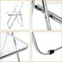 Suzile 2 Pcs Acrylic Folding Chairs Clear Transparent Stackable Dining Chairs Modern Armless Event Seat Plastic Living Room Seat for Home Living Room Inside Outside