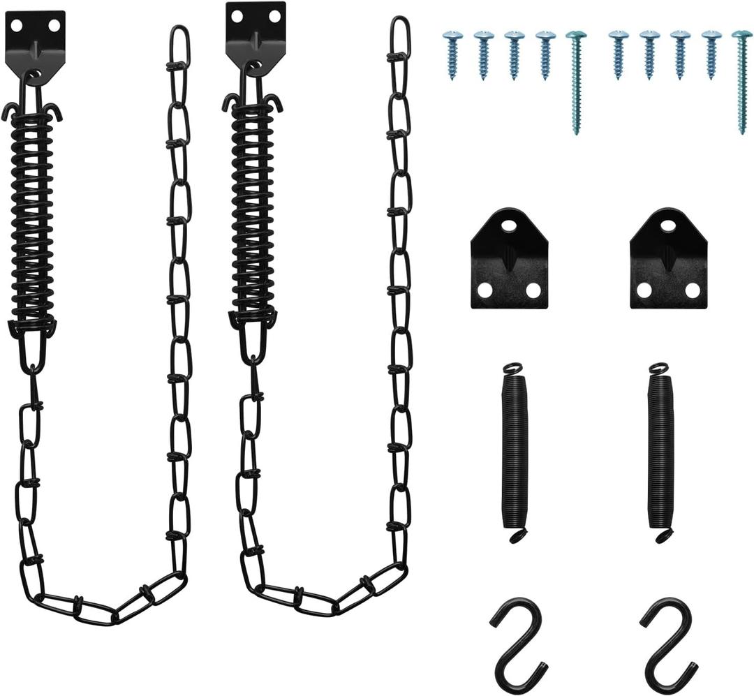 2 Set Screen Door and Storm Door Chain Stop, Windproof Door Chain Heavy Duty Storm Door Hardware for Most Doors (Black)