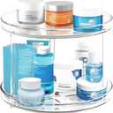 2 Tier Lazy Susan Bathroom Organizer, 9.25Inch Clear 360 Rotating Makeup Organizer for Vanity, Skincare Organizers Perfume Organizer, Spice Rack Organizer for Cabinet- Home Organization and Storage
