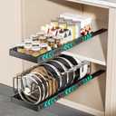 2 Pack Pots and Pans Organizer Under Cabinet, Expandable Pull Out Cabinet Organizer with 10 Adjustable Dividers, Slide Out Pot and Pan Holder for Kitchen Drawers, Black