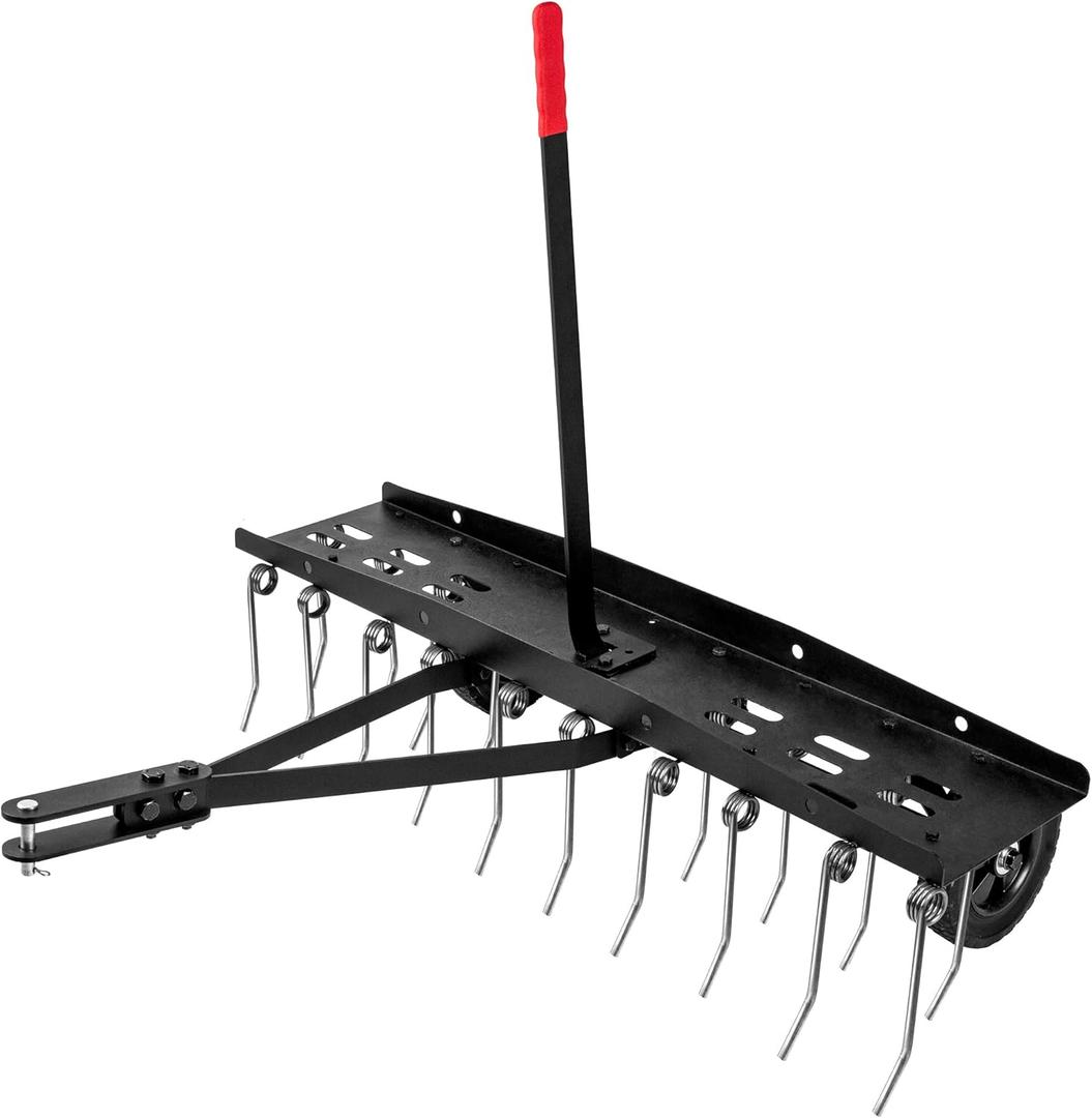 Suchtale 40inch Tow Behind Dethatcher with 20 Spring Steel Tines,Lawn Sweeper Garden Grass Tractor Rake Removes Thatch from Large Lawns, Riding Lawn Mower Attachments for Outdoor Yard Tools Lawn Care (40-inch)