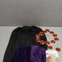 ATENTO Women's Halloween Cosplay Costume Purple Hooded Cloak Cape Long Sleeve Bodysuits with Adjustable Red Gem Waist Belt, L