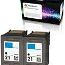 Refilled Ink Cartridge Replacement for HP 21 for PSC 1410 Deskjet F4180 F2280 D2360 D1560 D2460 F380 Officejet 4315 Printers (2 Black)