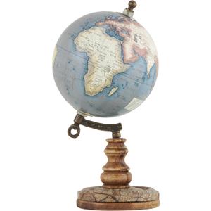 Deco 79 Plastic Globe with Wood Base, 5" x 5" x 10", Brown
